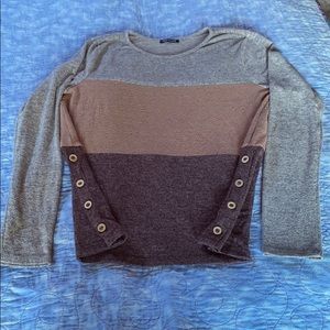 Pink clover color block sweater